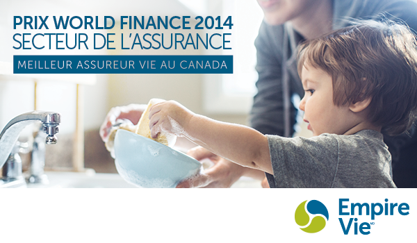 L’Empire Vie vient d’être reconnue meilleur assureur vie au Canada pour 2014 dans le cadre de la remise de prix annuelle de World Finance.
