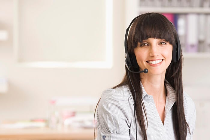 Woman with phone headset 
