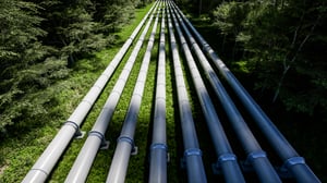 Multiple gas/oil industrial pipelines.